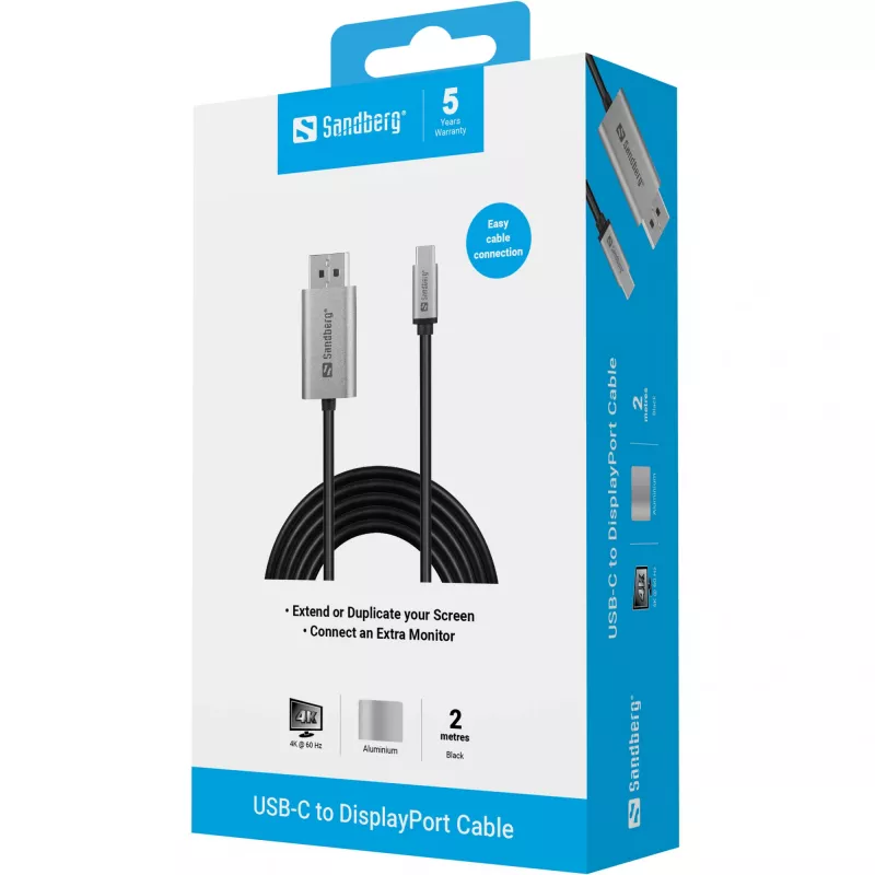 Kabel Sandberg USB-C do DisplayPort 2M USB typu C DisplayPort 2 m