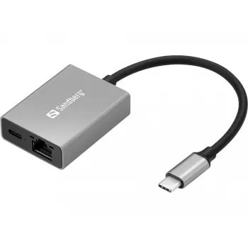 Sandberg USB-C Gigabit Adapter PD100W USB Type-C RJ-45 1 Gbit/s Szary
