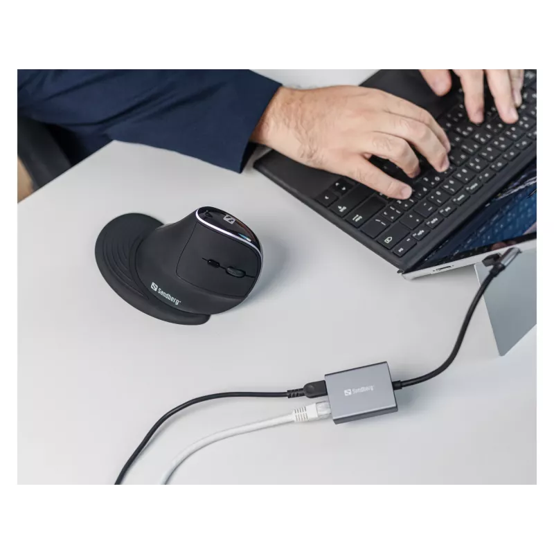 Sandberg USB-C Gigabit Adapter PD100W USB Type-C RJ-45 1 Gbit/s Szary
