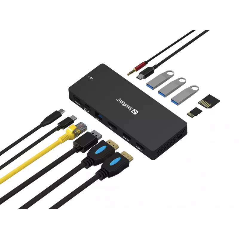 Sandberg USB-C 13w1 DockingStation Pro Przewodowa USB 3.2 Gen 1 Type-C