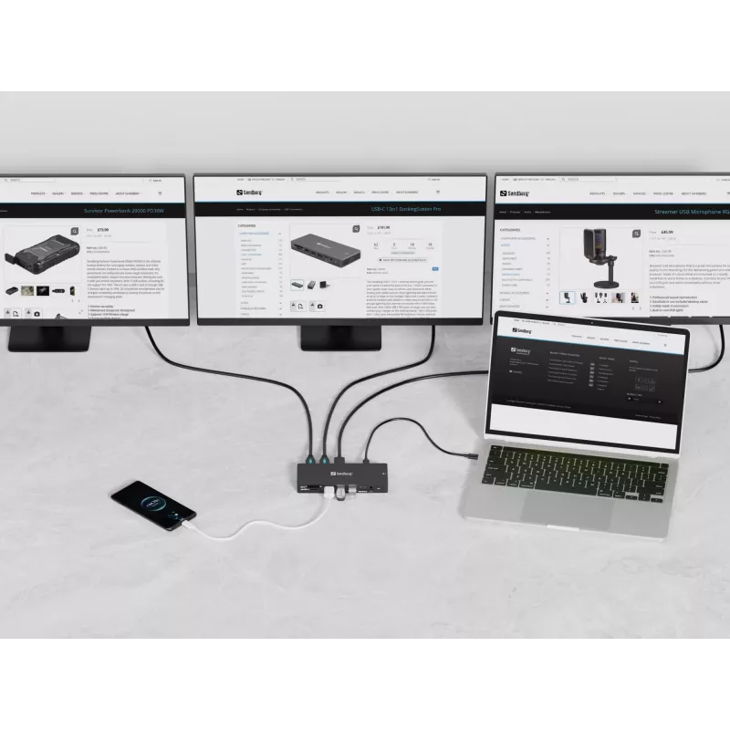 Sandberg USB-C 13w1 DockingStation Pro Przewodowa USB 3.2 Gen 1 Type-C