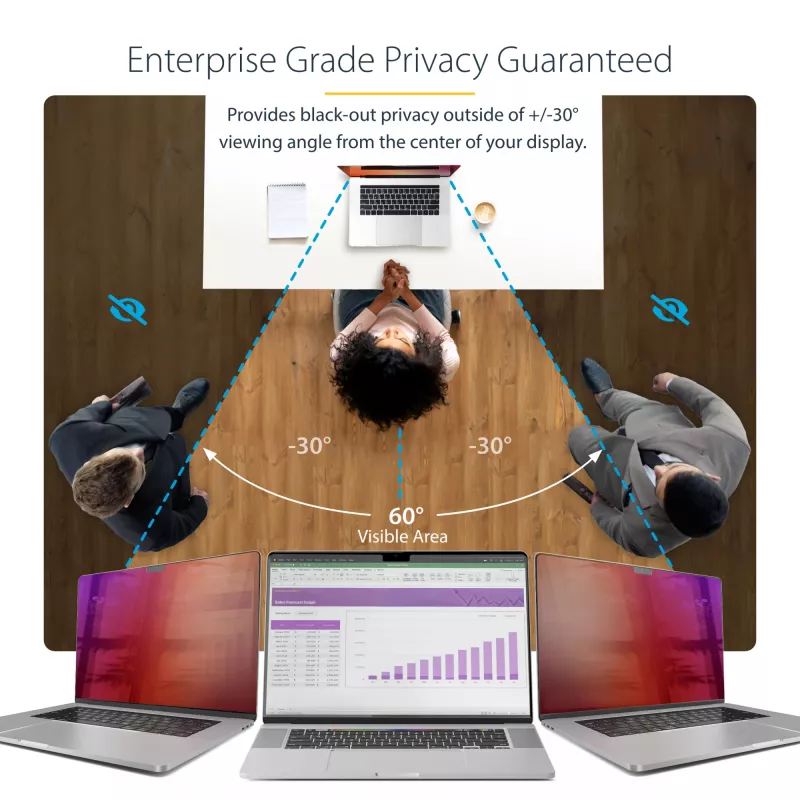 StarTech.com filtr prywatności 16-calowy MacBook Pro 21/23, złoty filtr o zwiększonej prywatności, osłona zabezpieczająca komputer, dwustronny ochraniacz ekranu, +/- 30°