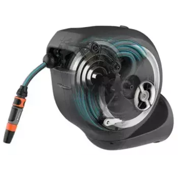 Wieszak na wąż ścienny Gardena RollUp Automatic czarno-szary