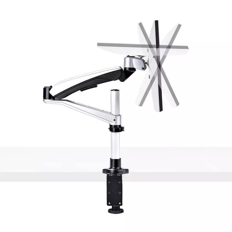 Uchwyt biurkowy do monitora StarTech.com do ekranów 27 inch 16:9 lub 30 inch 21:9 Ultrawide, VESA 75x75/100x100, beznarzędziowa regulacja ramienia, zacisk C/przepust, ramię ze sprężyną