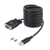 StarTech.com 10ft (3m) adapter kablowya szeregowego USB na null modem, Wymienne śruby/nakrętki DB9, Zatrzymanie COM, USB-A do RS232, FTDI, Ochrona ESD Poziom 4, Windows/macOS/ChromeOS/Linux - Wytrzymała konstrukcja TPE
