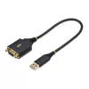 StarTech.com 1ft (30cm) USB do Null Modem Serial adapter kablowya, COM Retention, FTDI, USB-A do DB9 RS232, Wymienne nakrętki/śruby DB9, Windows/macOS/Linux