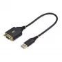 StarTech.com 1ft (30cm) USB do Null Modem Serial adapter kablowya, COM Retention, FTDI, USB-A do DB9 RS232, Wymienne nakrętki/śruby DB9, Windows/macOS/Linux