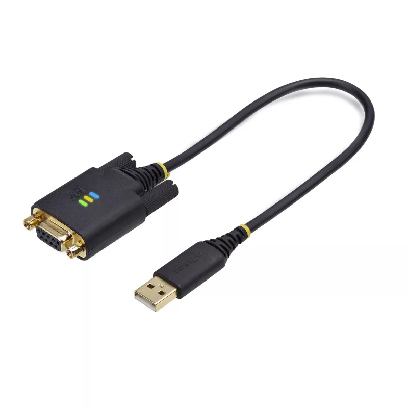 StarTech.com 1ft (30cm) USB do Null Modem Serial adapter kablowya, COM Retention, FTDI, USB-A do DB9 RS232, Wymienne nakrętki/śruby DB9, Windows/macOS/Linux