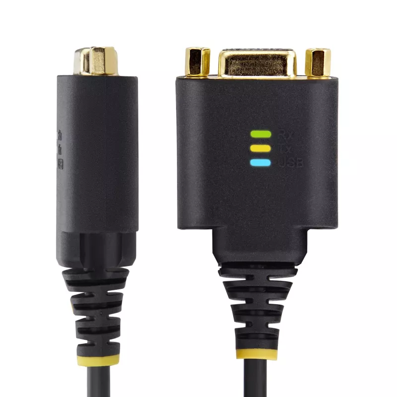 StarTech.com 1ft (30cm) USB do Null Modem Serial adapter kablowya, COM Retention, FTDI, USB-A do DB9 RS232, Wymienne nakrętki/śruby DB9, Windows/macOS/Linux