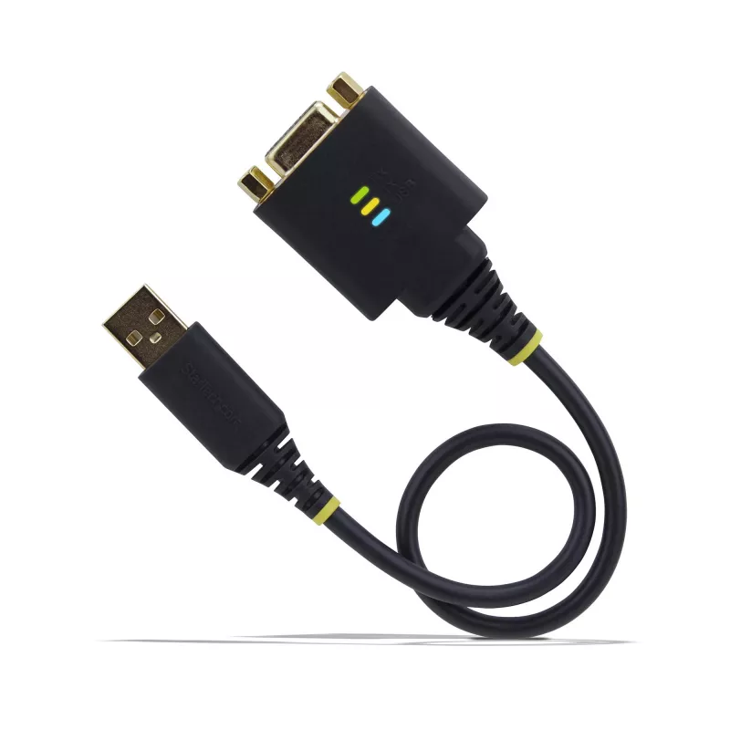 StarTech.com 1ft (30cm) USB do Null Modem Serial adapter kablowya, COM Retention, FTDI, USB-A do DB9 RS232, Wymienne nakrętki/śruby DB9, Windows/macOS/Linux