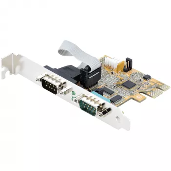 StarTech.com 2-portowa karta szeregowa PCI Express, dwuportowa karta szeregowa PCIe na RS232 (DB9), UART 16C1050, standardowe lub niskoprofilowe wsporniki, zatrzymywanie COM, dla Windows i Linux