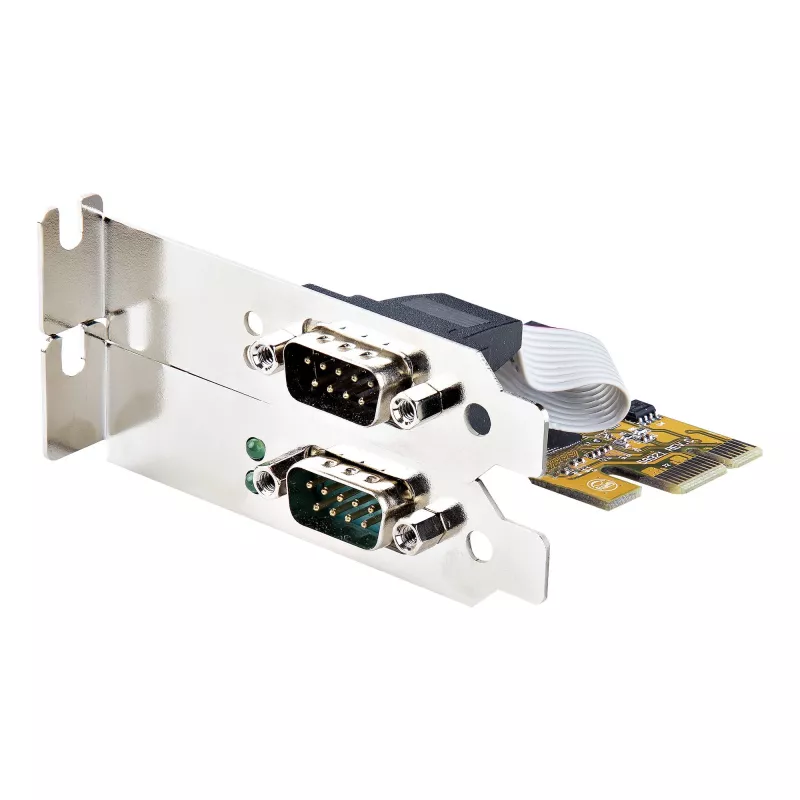 StarTech.com 2-portowa karta szeregowa PCI Express, dwuportowa karta szeregowa PCIe na RS232 (DB9), UART 16C1050, standardowe lub niskoprofilowe wsporniki, zatrzymywanie COM, dla Windows i Linux