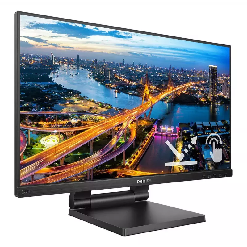 Philips B Line 222B1TC/00 monitor komputerowy 54,6 cm (21,5 cala) 1920 x 1080 pikseli Full HD LED ekran dotykowy Czarny