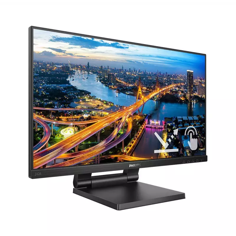 Philips 242B1TC/00 monitor komputerowy 60,5 cm (23,8 cala) 1920 x 1080 pikseli Full HD LED Dotykowy Czarny