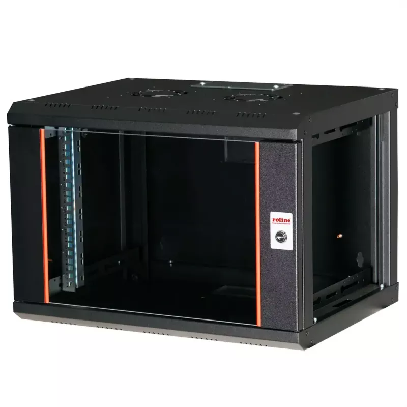ROLINE 19-calowa szafka wisząca Pro 7U, 600x450 mm szer. x gł., czarna, zamek na klucz, IP20