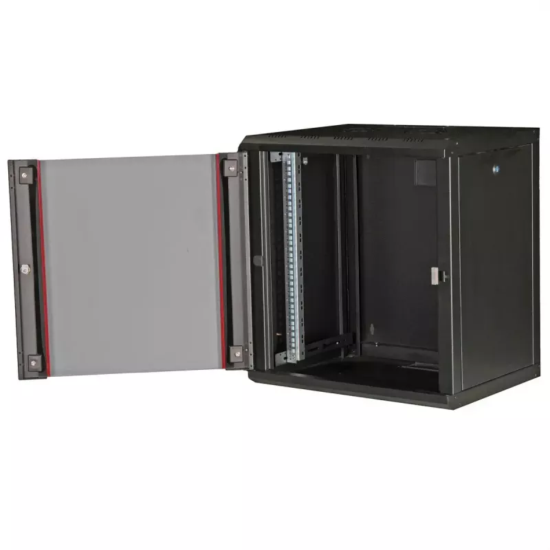Szafa rack naścienna 19-calowa ROLINE Pro 12U, 600x450 mm, czarna, zamek na klucz, IP20