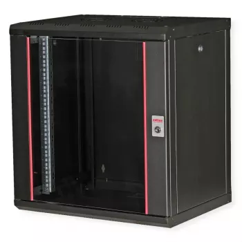 Szafa rack naścienna 19-calowa ROLINE Pro 12U, 600x450 mm, czarna, zamek na klucz, IP20