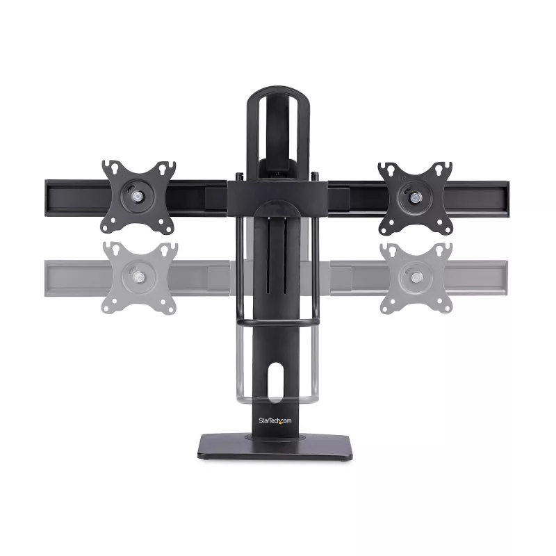 Podwójny stojak biurkowy na monitory StarTech.com Crossbar, do dwóch 27-calowych ekranów, mocowanie VESA 75x75/100x100, bezproblemowa regulacja wysokości, do 13,2 funta (6 kg) na wyświetlacz