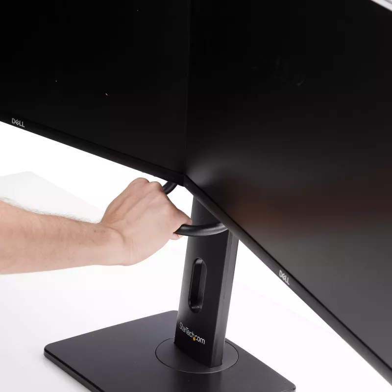 Podwójny stojak biurkowy na monitory StarTech.com Crossbar, do dwóch 27-calowych ekranów, mocowanie VESA 75x75/100x100, bezproblemowa regulacja wysokości, do 13,2 funta (6 kg) na wyświetlacz