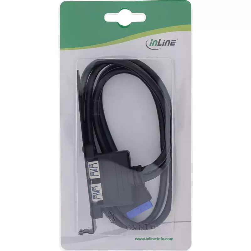Wspornik szczelinowy InLine 2x USB 3.0 A żeński / wewnętrzna wtyczka do płyty głównej 0,5m