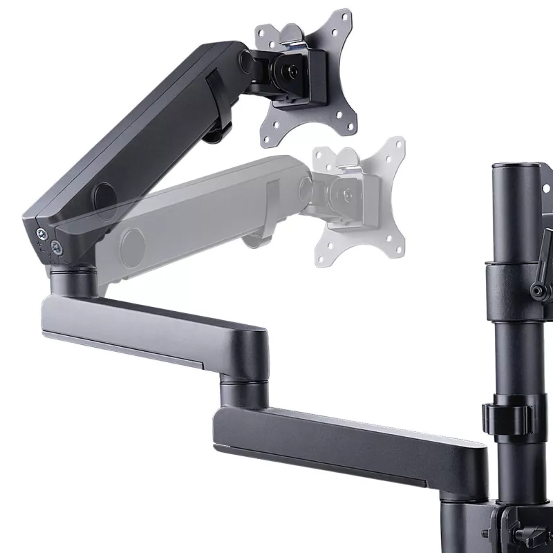 Potrójny uchwyt biurkowy StarTech.com do trzech ekranów 27 inch, VESA 75x75/100x100, regulacja ramion bez narzędzi, mocowanie zaciskowe/przelotowe, ramiona ze sprężyną