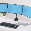 Potrójny uchwyt biurkowy StarTech.com do trzech ekranów 27 inch, VESA 75x75/100x100, regulacja ramion bez narzędzi, mocowanie zaciskowe/przelotowe, ramiona ze sprężyną