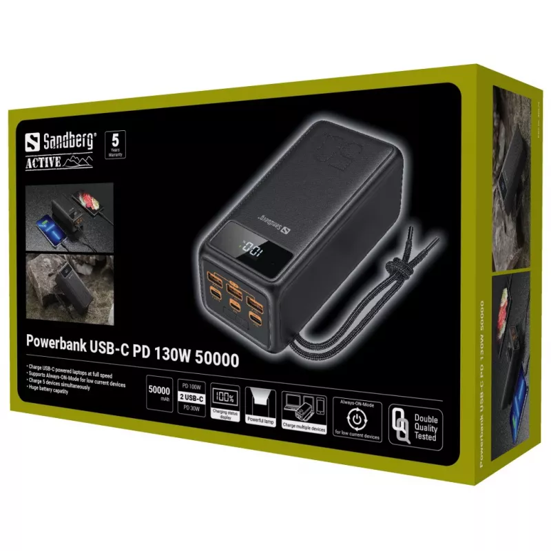 Powerbank przenośny Sandberg USB-C PD 130W 50000mAh
