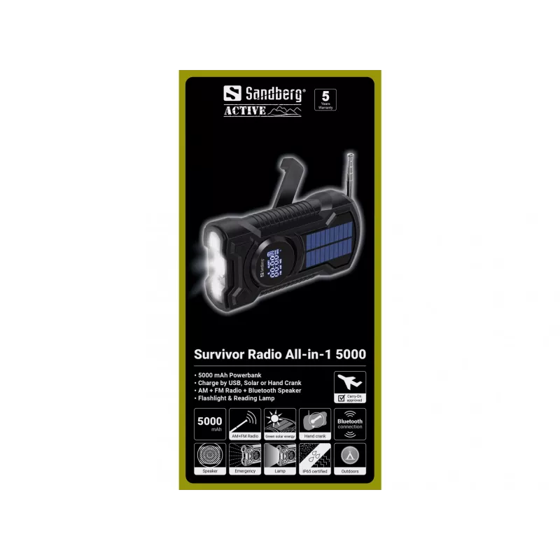 Przenośne radio Sandberg Survivor Radio All-in-1 5000 AM FM 5000mAh