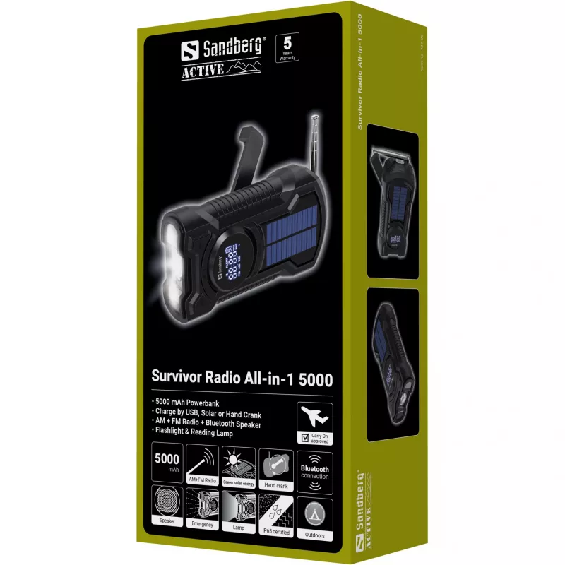 Przenośne radio Sandberg Survivor Radio All-in-1 5000 AM FM 5000mAh