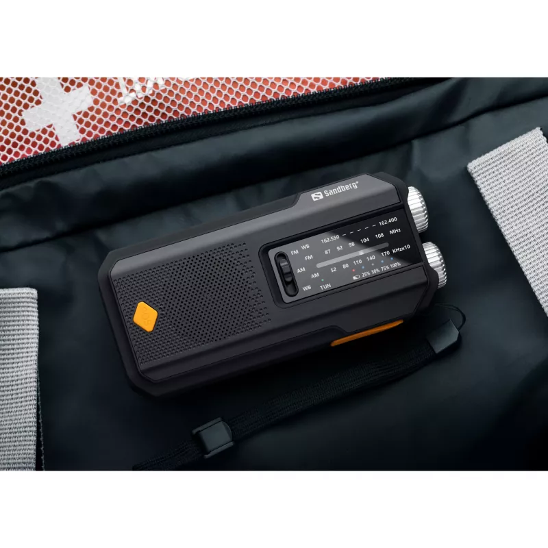 Sandberg Survivor Radio All-in-1 2000, przenośne, AM, FM, 87 - 180 MHz, 520 - 1710 kHz, 3 W, analogowe