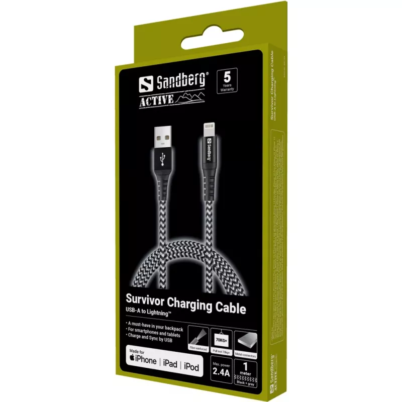 Sandberg Survivor Lightning kabel 1M