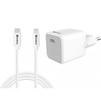 Ładowarka sieciowa Sandberg 20W USB-C + Lightning 1M szybkie ładowanie biały