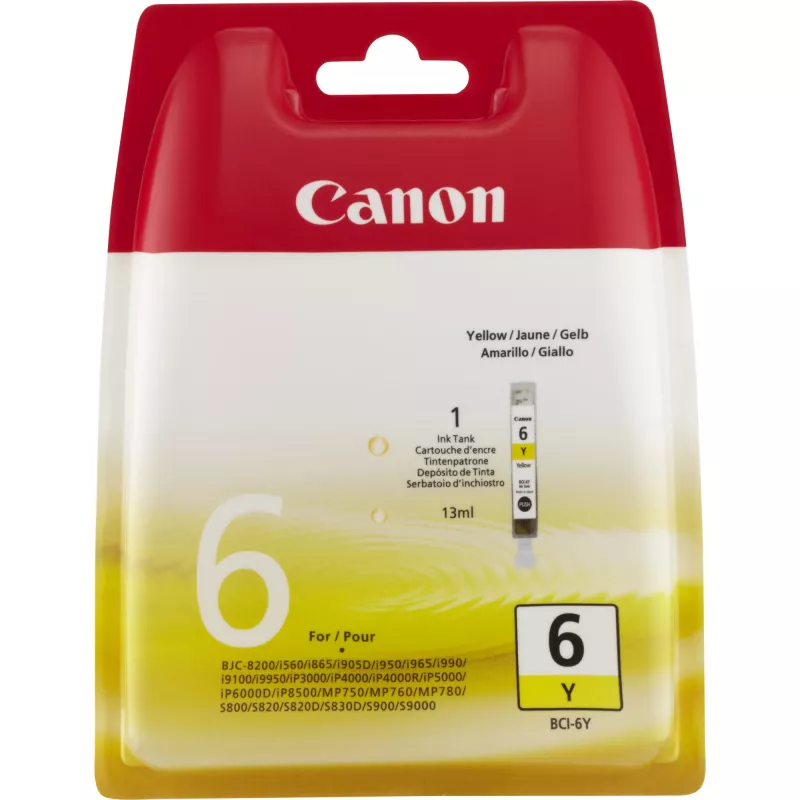 Canon BCI-6Y Żółty wkład atramentowy, Żółty, Atrament pigmentowy, 1 szt., 360 stron