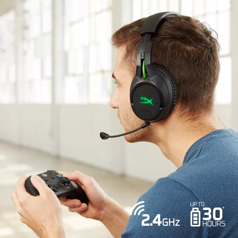HyperX CloudX Flight - Bezprzewodowy zestaw słuchawkowy dla graczy (czarno-zielony) - Xbox