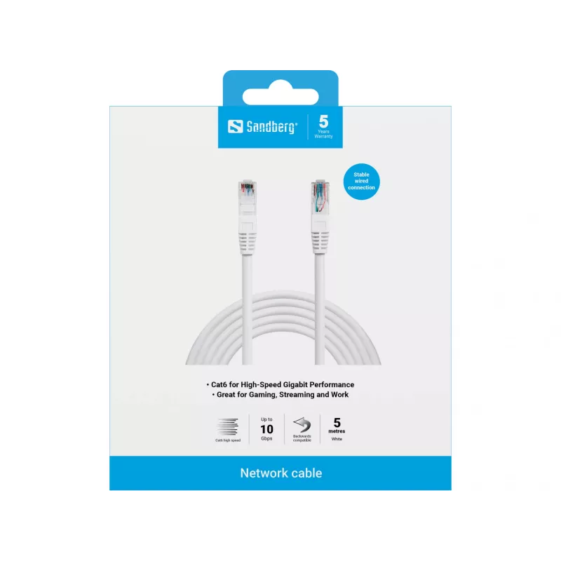 Kabel sieciowy Sandberg kabel sieciowy UTP Cat6 RJ-45 5 m biały