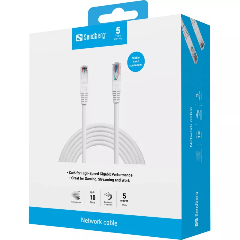 Kabel sieciowy Sandberg kabel sieciowy UTP Cat6 RJ-45 5 m biały