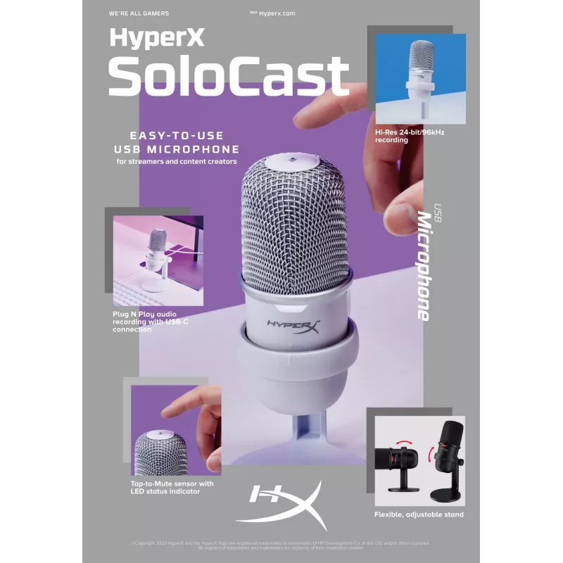 HyperX SoloCast - mikrofon USB (biały)