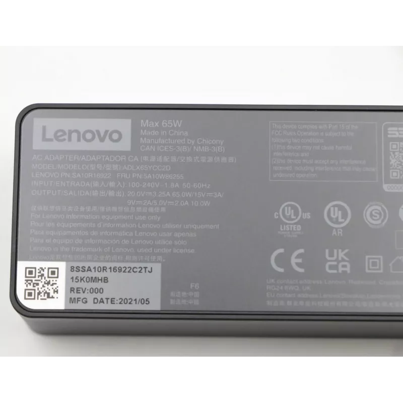 Zasilacz sieciowy Lenovo 5A10W86255 do użytku wewnętrznego 65 W czarny