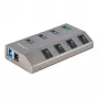 StarTech.com 4-portowy zasilany hub USB-C z indywidualnymi przełącznikami włącz/wyłącz, hub rozszerzający USB 3.0 5Gbps z zasilaczem, hub USB-C na USB-A do komputera stacjonarnego/laptopa, hub USB typu C z BC 1.2