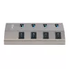StarTech.com 4-portowy zasilany hub USB-C z indywidualnymi przełącznikami włącz/wyłącz, hub rozszerzający USB 3.0 5Gbps z zasilaczem, hub USB-C na USB-A do komputera stacjonarnego/laptopa, hub USB typu C z BC 1.2