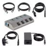 StarTech.com 4-portowy zasilany hub USB-C z indywidualnymi przełącznikami włącz/wyłącz, hub rozszerzający USB 3.0 5Gbps z zasilaczem, hub USB-C na USB-A do komputera stacjonarnego/laptopa, hub USB typu C z BC 1.2