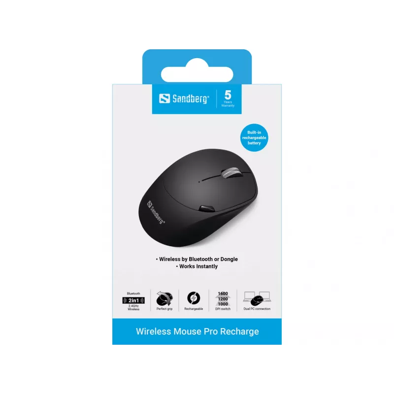 Mysz Sandberg Wireless mysz Pro Recharge RF Wireless + Bluetooth
