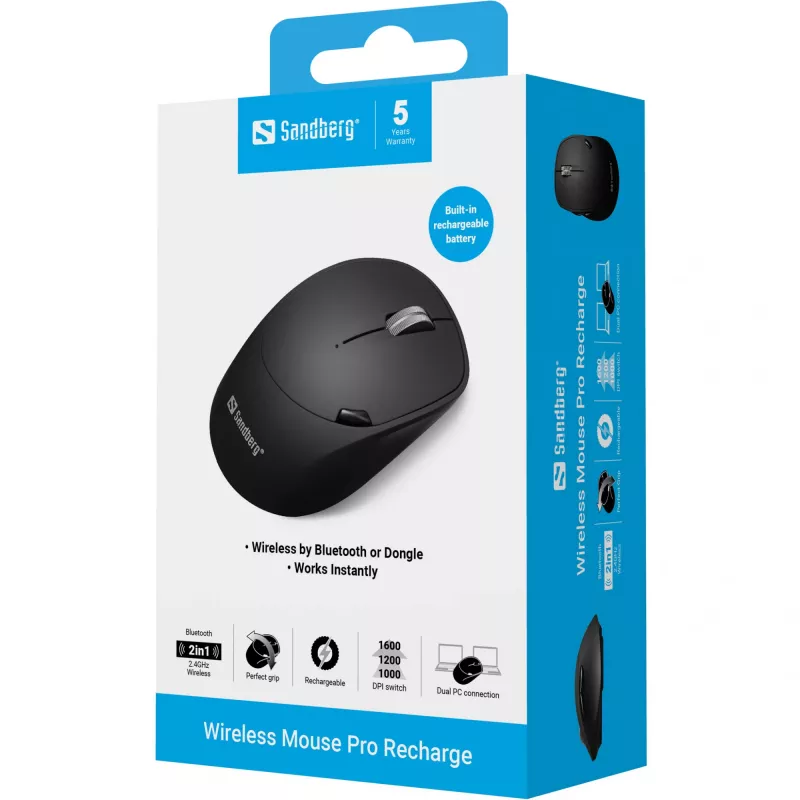 Mysz Sandberg Wireless mysz Pro Recharge RF Wireless + Bluetooth