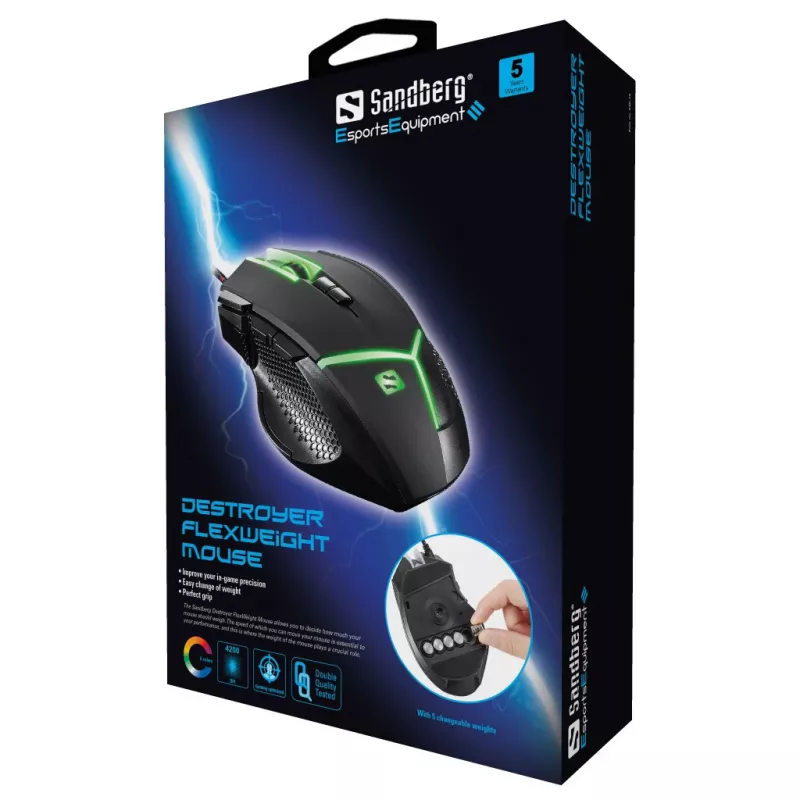 Mysz Sandberg Destroyer FlexWeight USB Type-A