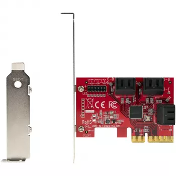 StarTech.com Karta SATA PCIe – 6-portowa karta rozszerzeń SATA PCIe – 6 Gb/s – profil niski/pełny – złącza SATA ułożone warstwowo – ASM1166 bez RAID – konwerter PCI Express na SATA