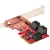 StarTech.com Karta SATA PCIe – 6-portowa karta rozszerzeń SATA PCIe – 6 Gb/s – profil niski/pełny – złącza SATA ułożone warstwowo – ASM1166 bez RAID – konwerter PCI Express na SATA