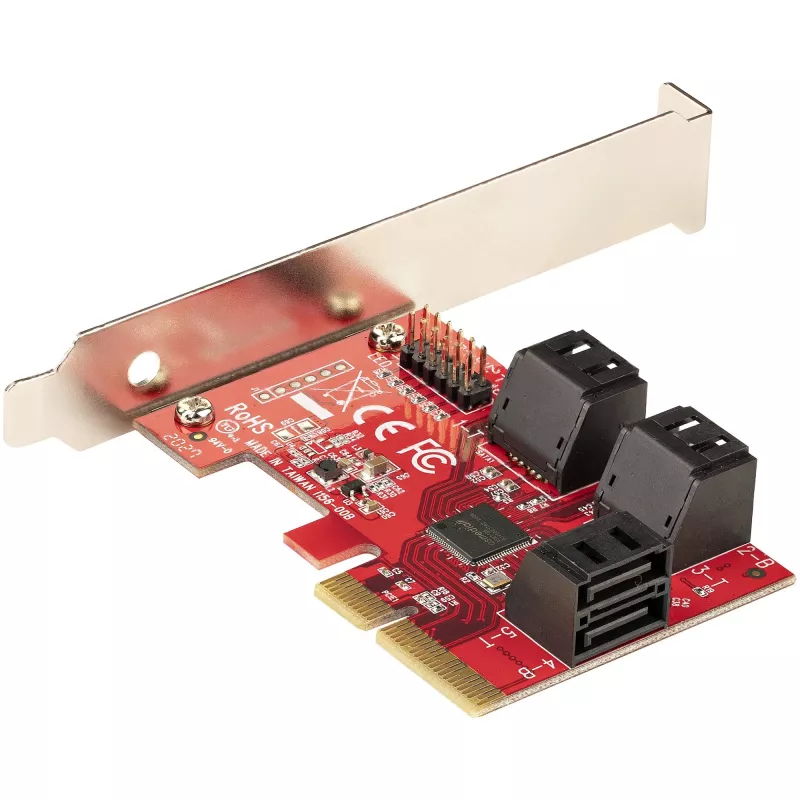 StarTech.com Karta SATA PCIe – 6-portowa karta rozszerzeń SATA PCIe – 6 Gb/s – profil niski/pełny – złącza SATA ułożone warstwowo – ASM1166 bez RAID – konwerter PCI Express na SATA