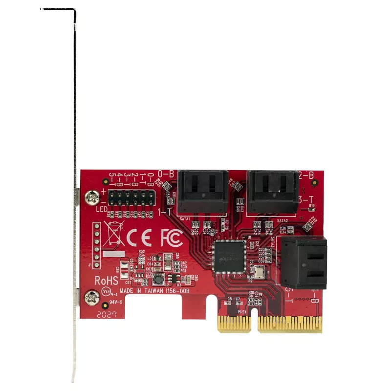 StarTech.com Karta SATA PCIe – 6-portowa karta rozszerzeń SATA PCIe – 6 Gb/s – profil niski/pełny – złącza SATA ułożone warstwowo – ASM1166 bez RAID – konwerter PCI Express na SATA