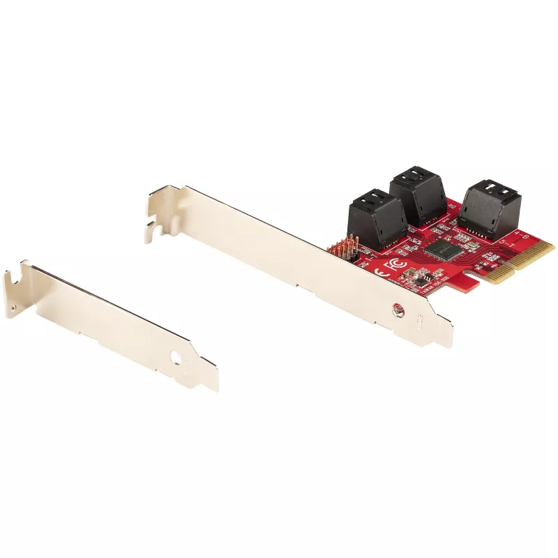 StarTech.com Karta SATA PCIe – 6-portowa karta rozszerzeń SATA PCIe – 6 Gb/s – profil niski/pełny – złącza SATA ułożone warstwowo – ASM1166 bez RAID – konwerter PCI Express na SATA