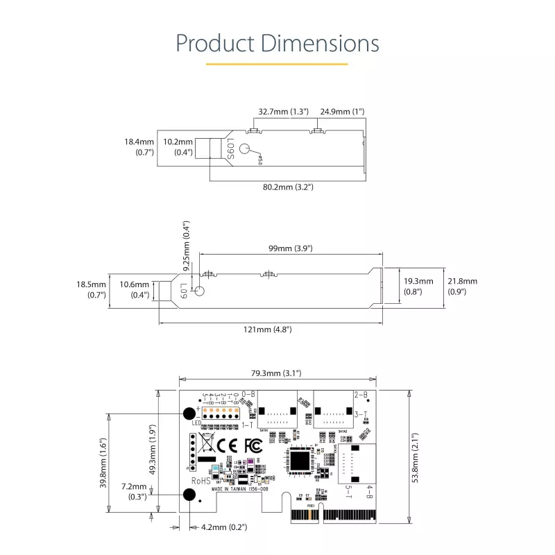 StarTech.com Karta SATA PCIe – 6-portowa karta rozszerzeń SATA PCIe – 6 Gb/s – profil niski/pełny – złącza SATA ułożone warstwowo – ASM1166 bez RAID – konwerter PCI Express na SATA